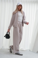 Luksusowy Komplet Damski Masełko Bluza Rozpinana + Spodnie Wide Leg Premium Soft Touch Elegancja & Komfort-BEŻ